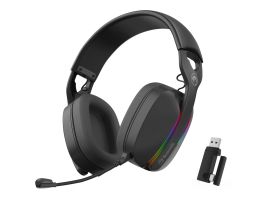 MARVO Pulz 70W vezeték nélküli fejhallgató - fekete - RGB világítás (HG9086W BK)